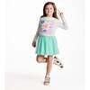 Girls Chenille Floral Sweatshirt & Tulle Tank Dress Set, Aqua - Mixed Apparel Set - 3 - thumbnail