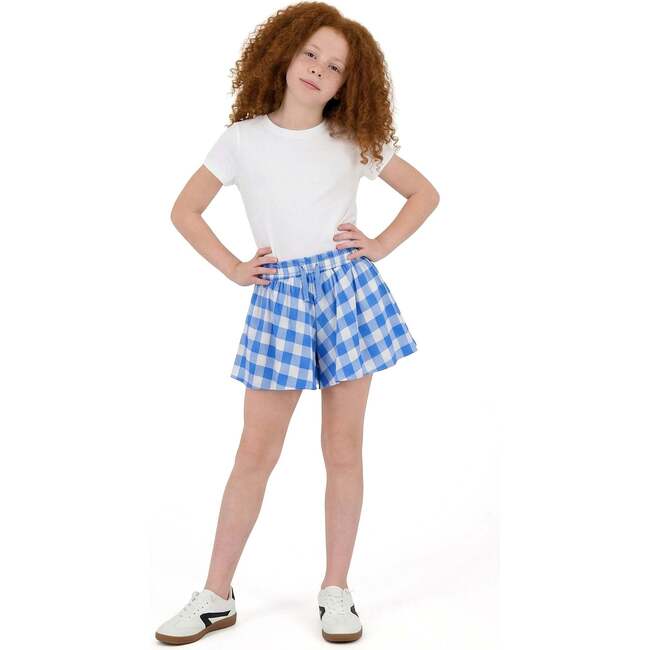 Girls Athletic Short, Blue Gingham