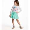 Girls Chenille Floral Sweatshirt & Tulle Tank Dress Set, Aqua - Mixed Apparel Set - 4 - thumbnail