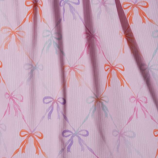 Girls Flutter Sleeve Seersucker Dress, Pink Bow - Dresses - 3