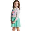 Girls Chenille Floral Sweatshirt & Tulle Tank Dress Set, Aqua - Mixed Apparel Set - 8 - thumbnail