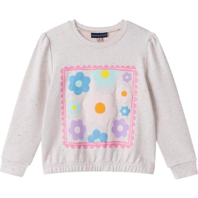 Girls Chenille Floral Sweatshirt & Tulle Tank Dress Set, Aqua - Mixed Apparel Set - 9