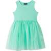 Girls Chenille Floral Sweatshirt & Tulle Tank Dress Set, Aqua - Mixed Apparel Set - 11 - thumbnail