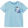 Boys Tee Shirt with 3D Applique, Blue Shark - T-Shirts - 1 - thumbnail