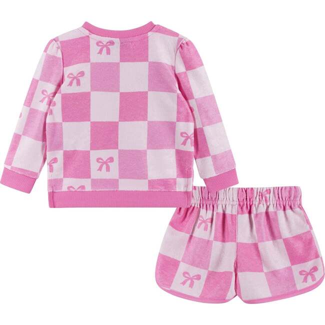 Infant Girls Terry Set, Checkered Bow
