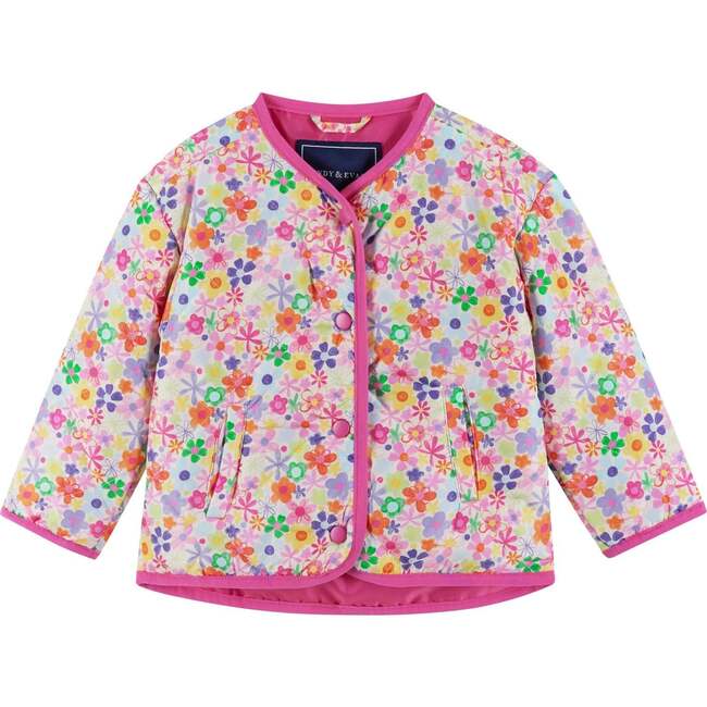 Infant Girls Cream Bomber, Floral Print