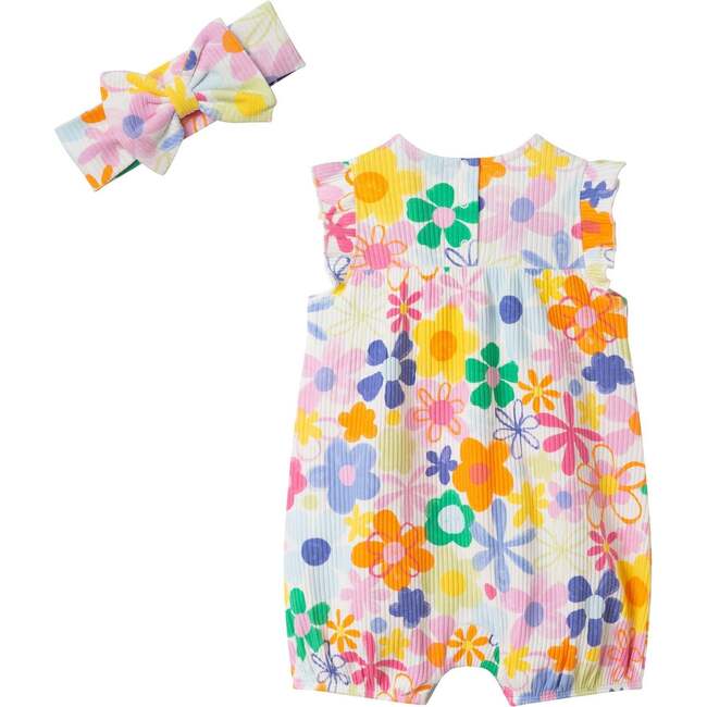 Infant Girls Floral Printed Romper, Retro Bloom