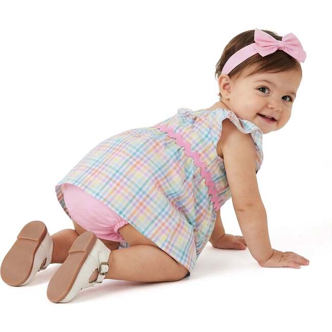 Infant Girls Plaid Dress Set, White Plaid
