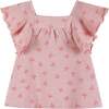Infant Girls Knit Seersucker Top & Pant Set, Pink Bow Print - Mixed Apparel Set - 3 - thumbnail