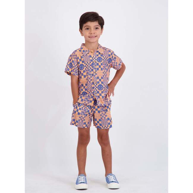 Boys Synthetic Viscose Matching Set, Geometric Smiley