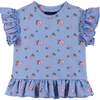 Infant Girls Knit Seersucker Top & Pant Set, Blue Floral - Mixed Apparel Set - 3 - thumbnail