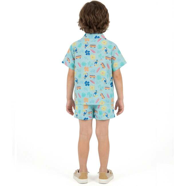 Boys Synthetic Viscose Matching Set, Aqua beach - Mixed Apparel Set - 3