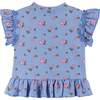 Infant Girls Knit Seersucker Top & Pant Set, Blue Floral - Mixed Apparel Set - 4 - thumbnail