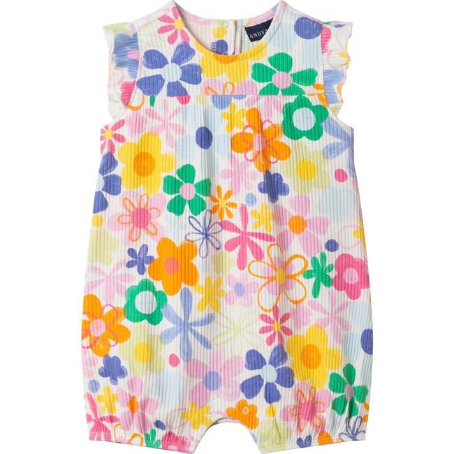 Infant Girls Floral Printed Romper, Retro Bloom - Rompers - 4