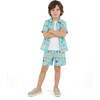 Boys Synthetic Viscose Matching Set, Aqua beach - Mixed Apparel Set - 4
