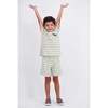 Boys Striped Waffle Polo Set, Oatmeal Dino - Polo Shirts - 5
