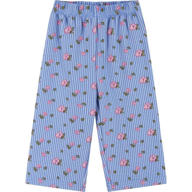Infant Girls Knit Seersucker Top & Pant Set, Blue Floral - Mixed Apparel Set - 5