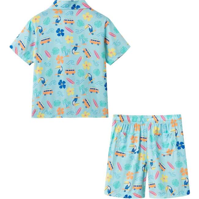 Boys Synthetic Viscose Matching Set, Aqua beach - Mixed Apparel Set - 5