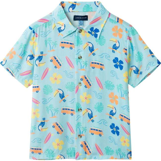 Boys Synthetic Viscose Matching Set, Aqua beach - Mixed Apparel Set - 6