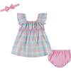 Infant Girls Plaid Dress Set, White Plaid - Dresses - 5 - thumbnail
