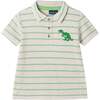 Boys Striped Waffle Polo Set, Oatmeal Dino - Polo Shirts - 7