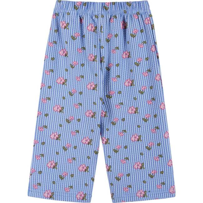 Infant Girls Knit Seersucker Top & Pant Set, Blue Floral - Mixed Apparel Set - 6