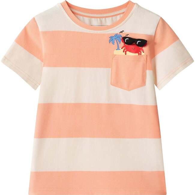 Boys Stripe Pocket Tee, Crab Graphic