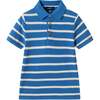 Boys Short Sleeve Polo Knit, Blue Stripe - Polo Shirts - 1 - thumbnail