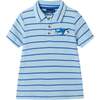 Boys Striped Waffle Polo Set, Blue Shark - Polo Shirts - 6