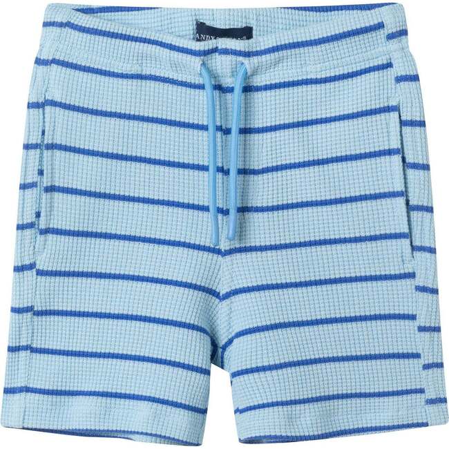 Boys Striped Waffle Polo Set, Blue Shark - Polo Shirts - 8