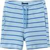 Boys Striped Waffle Polo Set, Blue Shark - Polo Shirts - 8