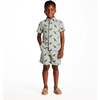 Boys Short Sleeve Cabana Set, Green Stripe Dino - Mixed Apparel Set - 2