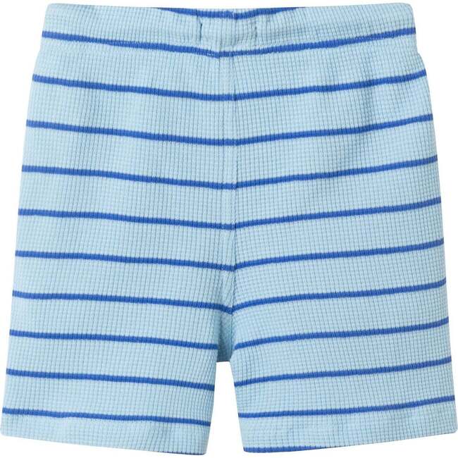 Boys Striped Waffle Polo Set, Blue Shark - Polo Shirts - 9