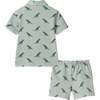 Boys Short Sleeve Cabana Set, Green Stripe Dino - Mixed Apparel Set - 3