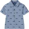 Boys Short Sleeve Cabana Set, Navy Stripe Shark - Mixed Apparel Set - 5