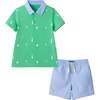 Boys Knit Polo & Short Set, Bunny Toss - Mixed Apparel Set - 1 - thumbnail
