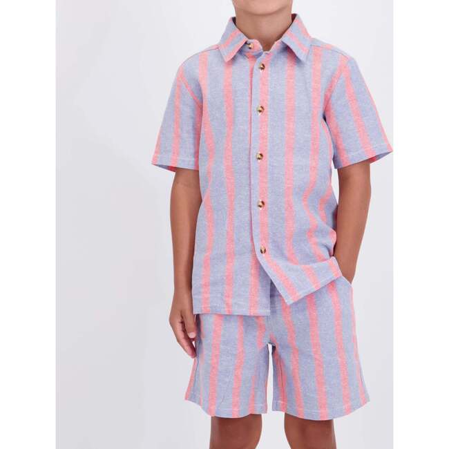 Boys Orange Striped Airy Oxford Set, Orange Stripe