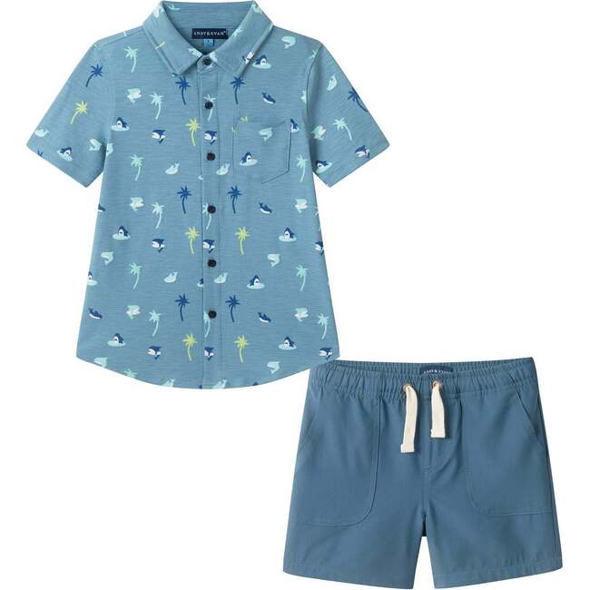 Boys Knit Buttondown Set, Tropical Vibes