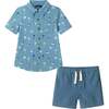 Boys Knit Buttondown Set, Tropical Vibes - Button Downs - 1 - thumbnail