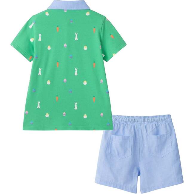 Boys Knit Polo & Short Set, Bunny Toss