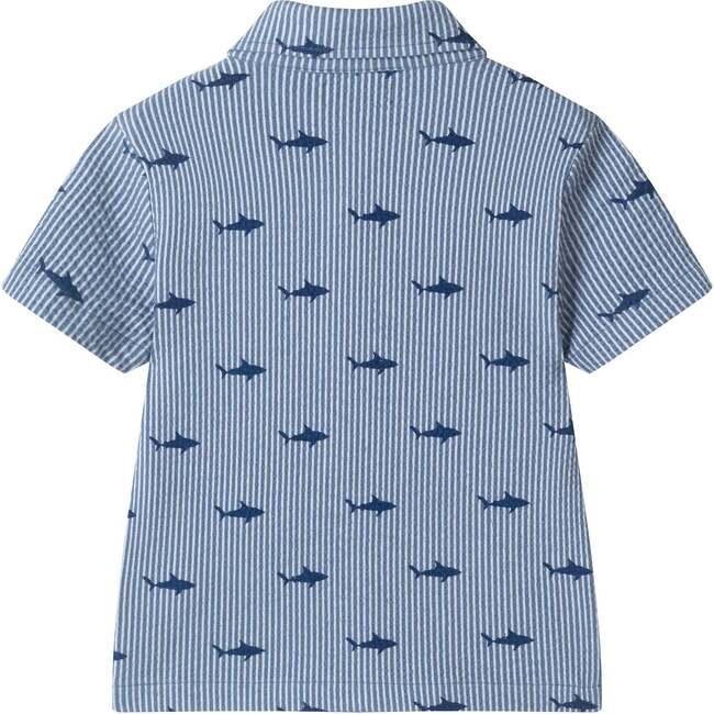 Boys Short Sleeve Cabana Set, Navy Stripe Shark - Mixed Apparel Set - 6
