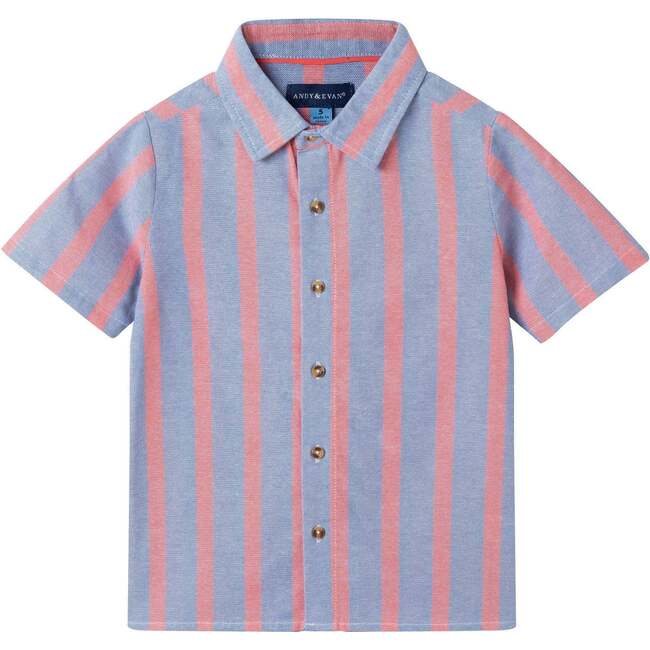 Boys Orange Striped Airy Oxford Set, Orange Stripe - Mixed Apparel Set - 4