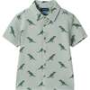 Boys Short Sleeve Cabana Set, Green Stripe Dino - Mixed Apparel Set - 5