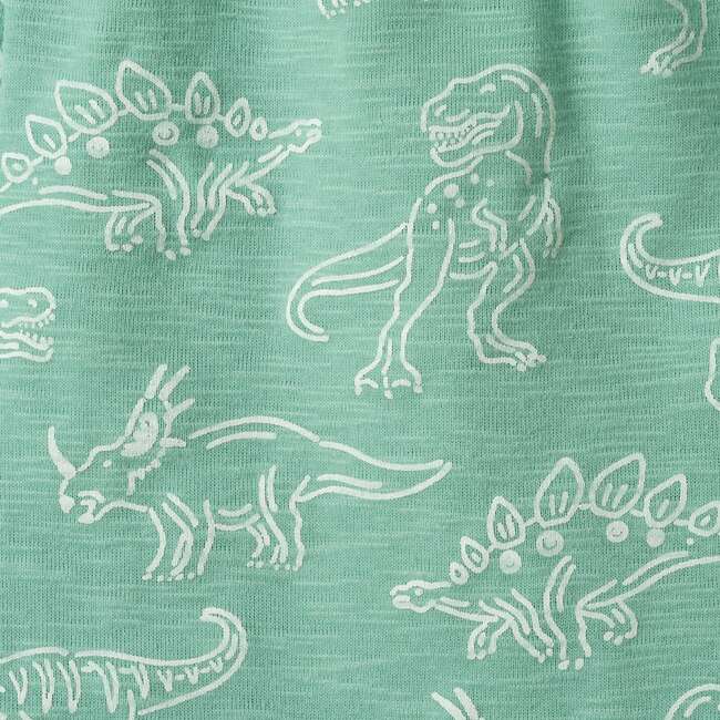 Boys Printed Henley Set, Green Dino - Mixed Apparel Set - 3