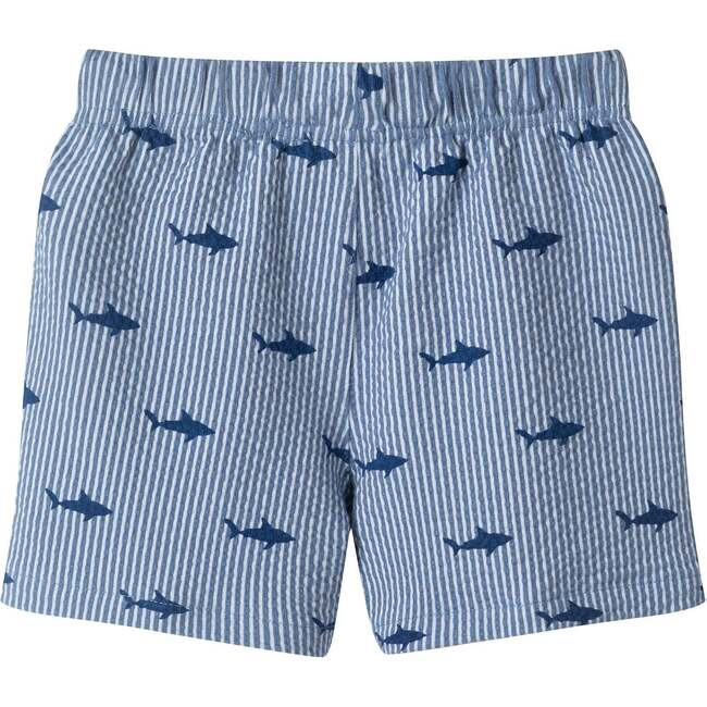 Boys Short Sleeve Cabana Set, Navy Stripe Shark - Mixed Apparel Set - 8