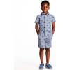 Boys Short Sleeve Cabana Set, Navy Stripe Shark - Mixed Apparel Set - 9