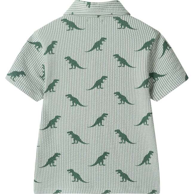 Boys Short Sleeve Cabana Set, Green Stripe Dino - Mixed Apparel Set - 7