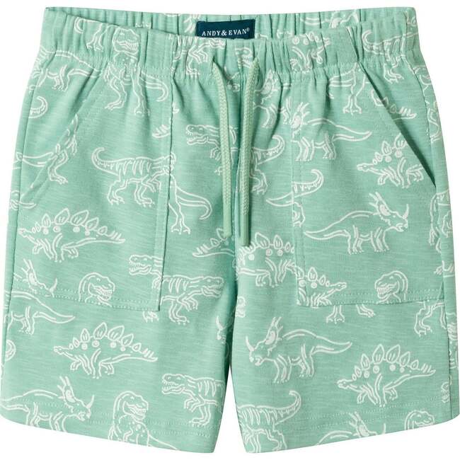 Boys Printed Henley Set, Green Dino - Mixed Apparel Set - 5
