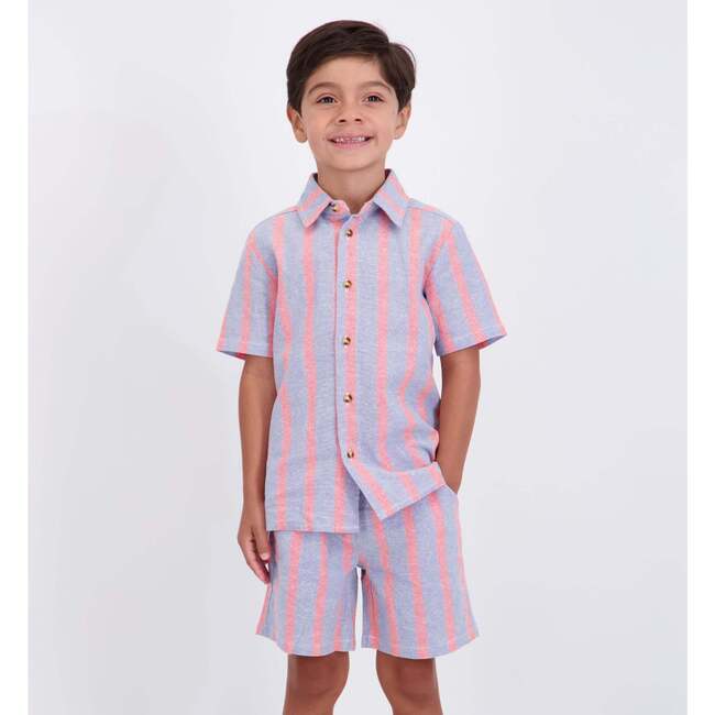 Boys Orange Striped Airy Oxford Set, Orange Stripe - Mixed Apparel Set - 8