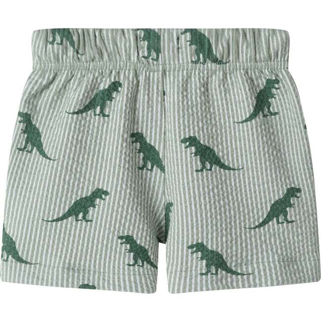 Boys Short Sleeve Cabana Set, Green Stripe Dino - Mixed Apparel Set - 8